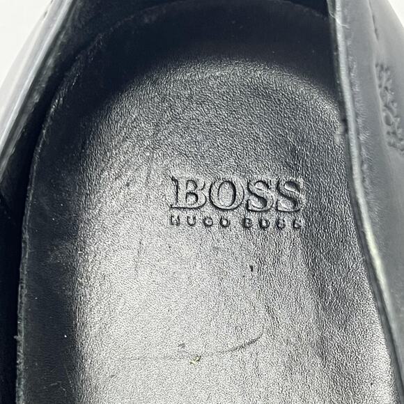 BOSS Hugo Boss Slip On Loafers Men Size 13 Black Leather Apron Toe Comfort Shoes - Picture 9 of 12